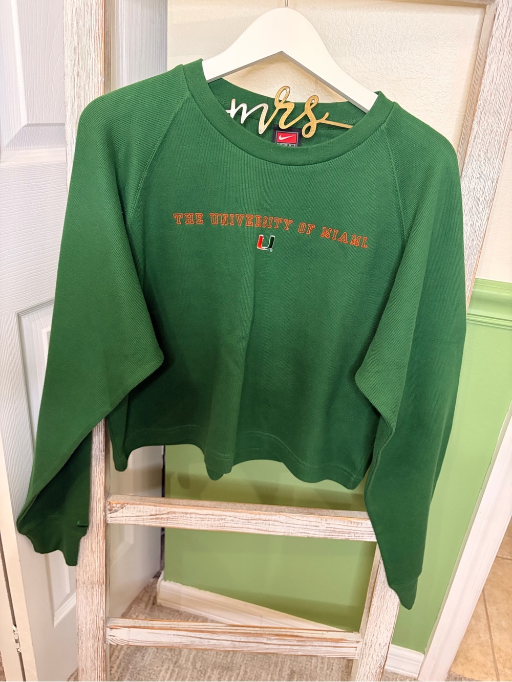 🧡 Nike Team Miami Hurricanes Crop Sweatshirt Green L